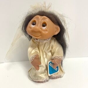Vintage Norfin Troll Bride Doll Style 6054 Made in Denmark 1977 Original Tag